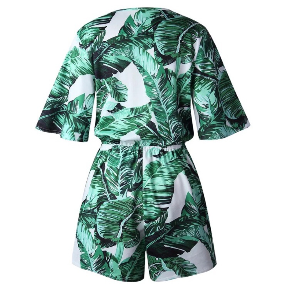 New Lulus Palm Leaf Print Bohemian Spring Romper - Picture 7 of 8